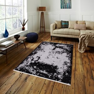 Cotton Koleksiyonu Çift Taraflı Kilim Siyah- Gri 8501