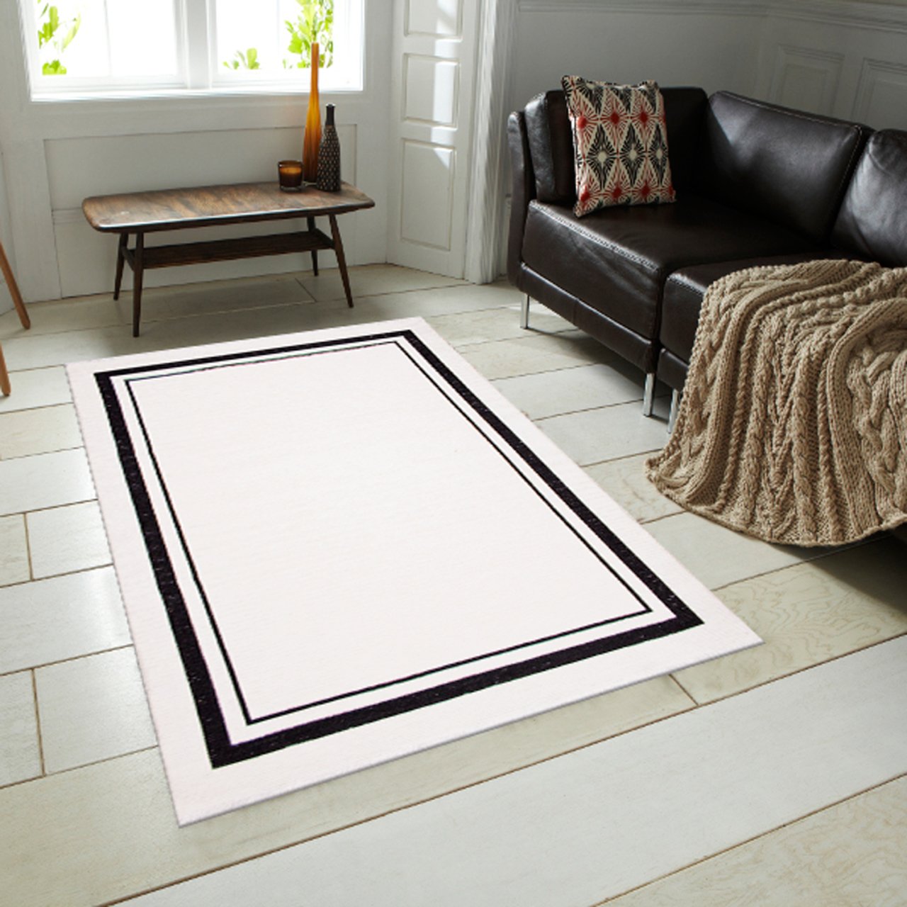 Cotton Koleksiyonu Çift Taraflı Kilim Siyah-Beyaz 8506