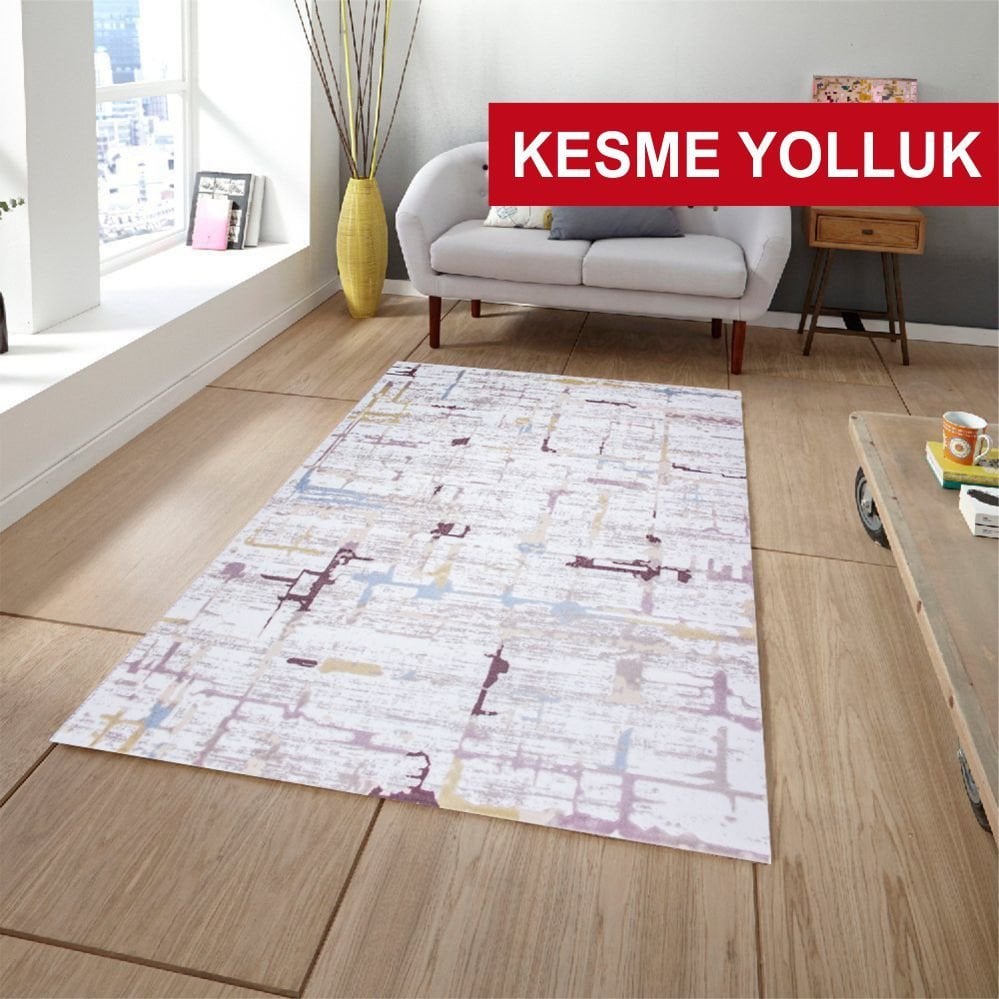 Nefes Koleksiyonu 5107 Kesme Yolluk Renkli Makine Halısı