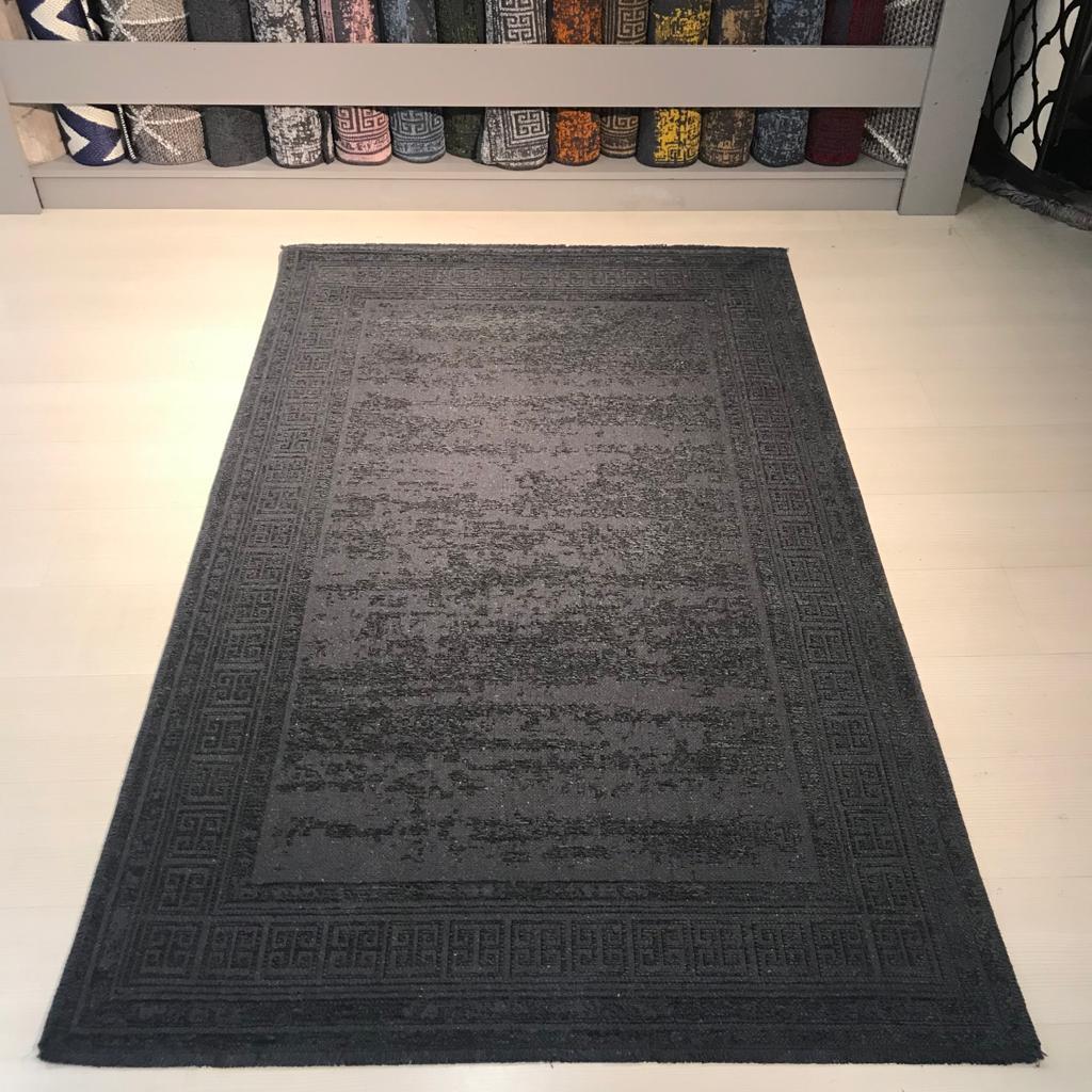Nova Koleksiyonu Renkli İskandinav Halı 7102 Bej Nova Koleksiyonu Antrasit Kilim 4701