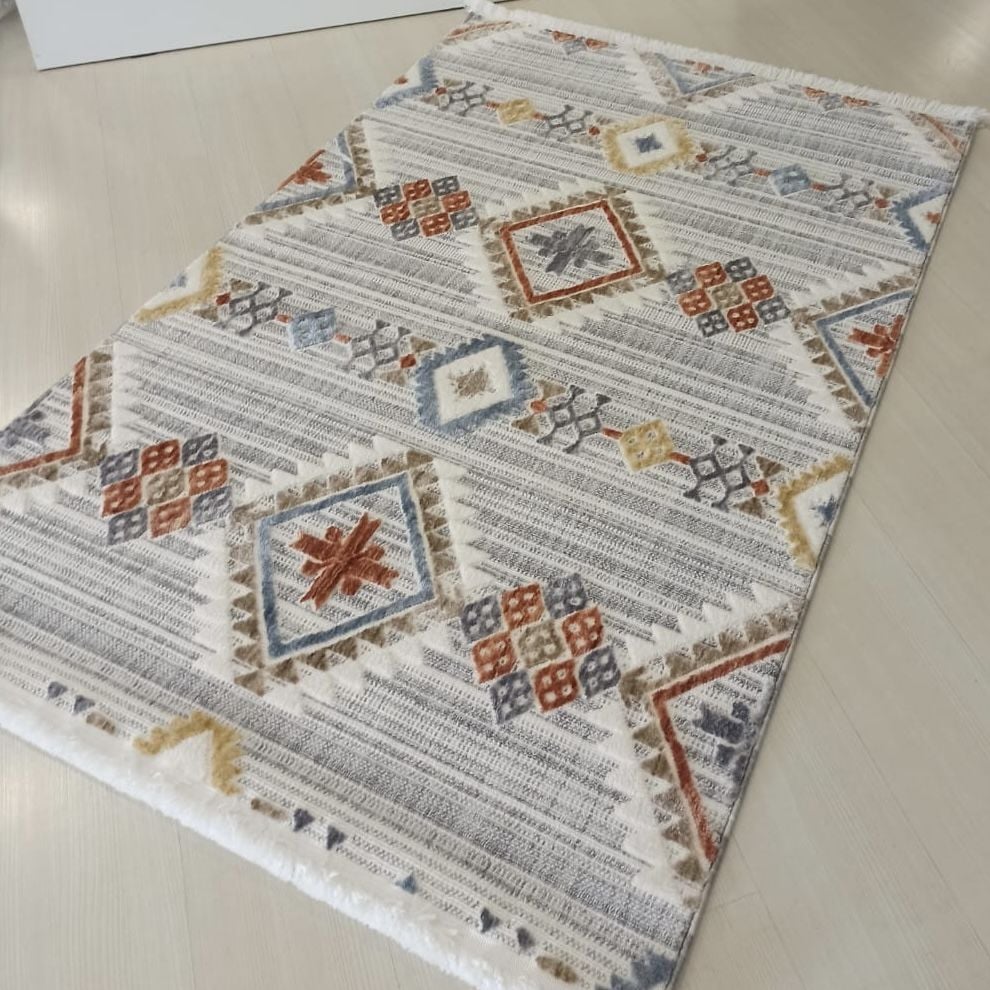 Bukle Koleksiyonu Renkli Kesme Halı 0096m