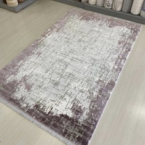 İnci Koleksiyonu 754 Mor Beyaz Makine Halısı