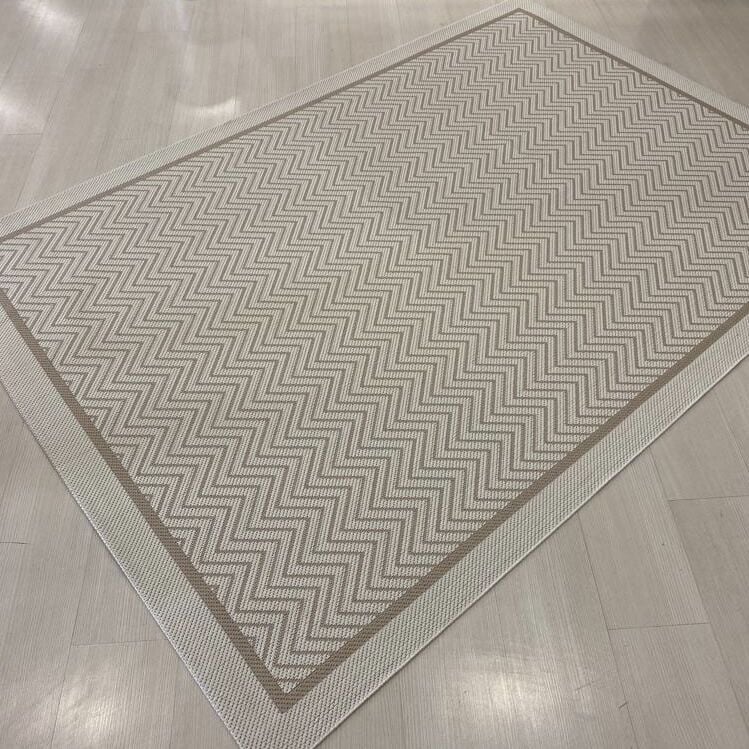 Jüt Sisal Bej Beyaz Makine Halısı 9717