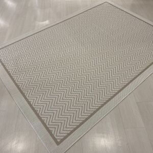 Jüt Sisal Bej Beyaz Makine Halısı 9717