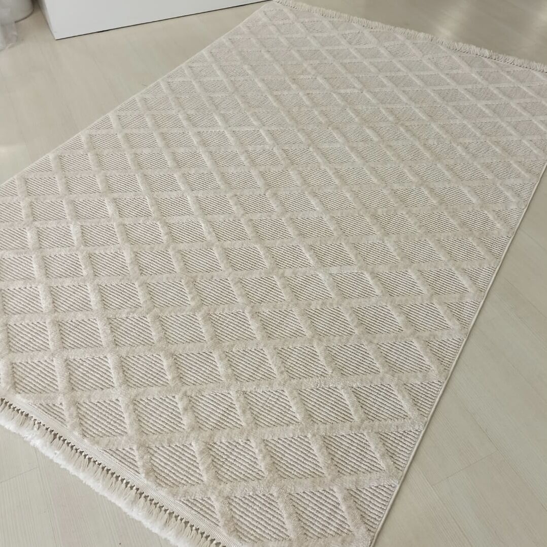 Bukle Koleksiyonu Bej Kesme Halı 0091a