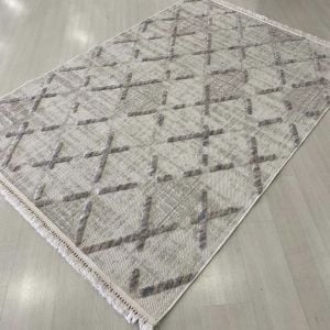 Bukle Koleksiyonu Gri Bej Kesme Halı 0092a