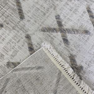 Bukle Koleksiyonu Gri Bej Kesme Halı 0092a