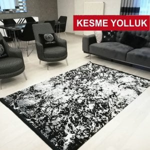 İmaj Deluxe 1902 Kesme Yolluk Siyah Makinede Yıkanabilir İnce Makine Halısı
