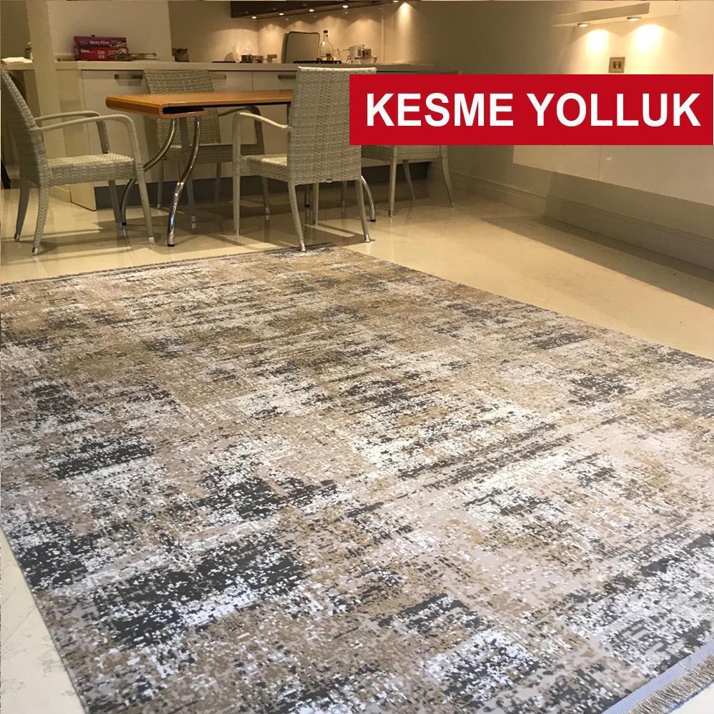 İmaj Kesme Yolluk 1802 Gri/Bej Makinede Yıkanabilir İnce Makine Halısı