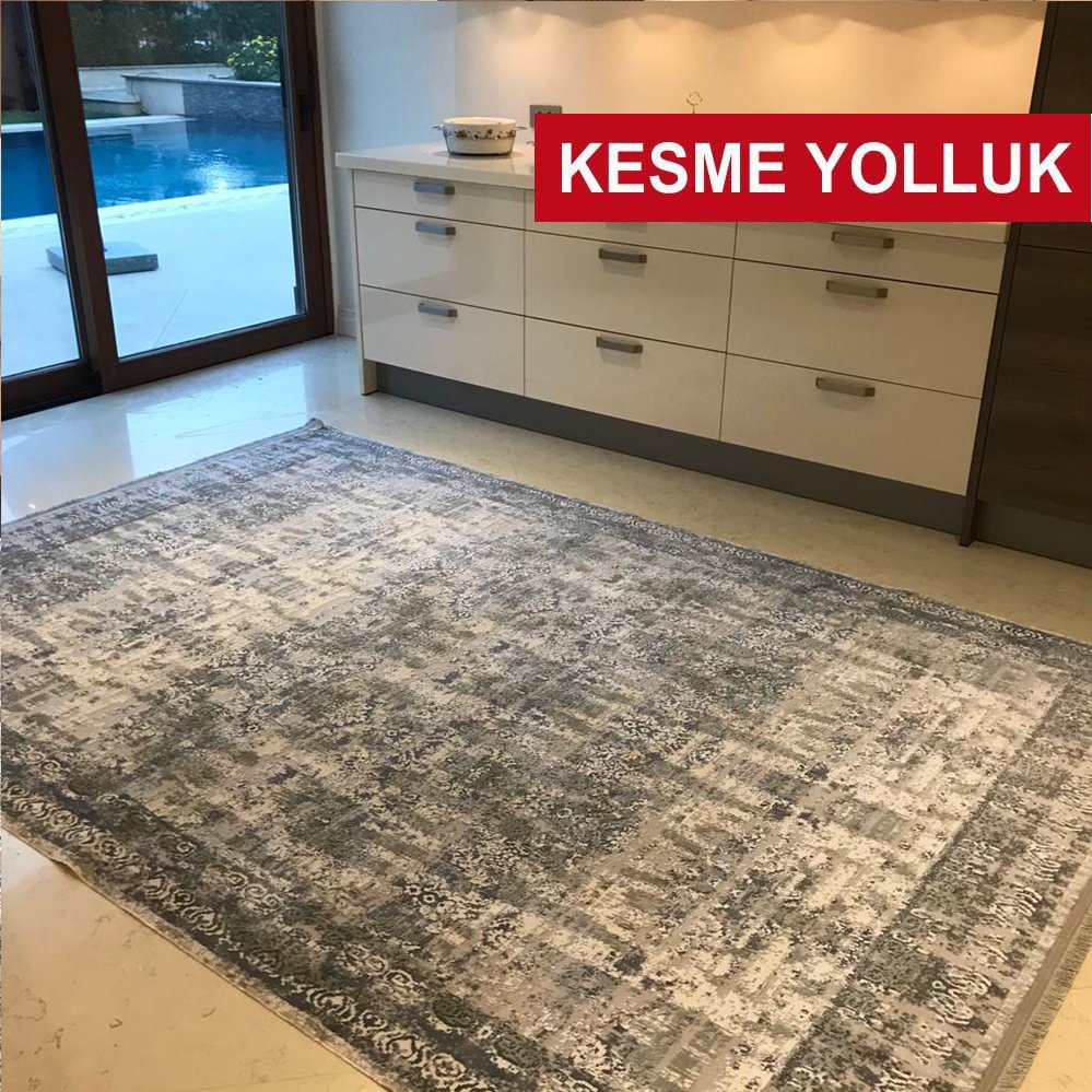 İmaj Kesme Yolluk 1803 Gri Makinede Yıkanabilir İnce Makine Halısı