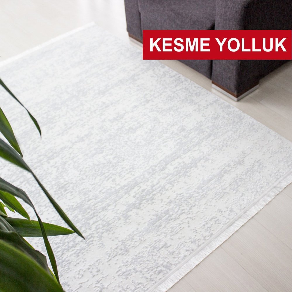 İmaj Kesme Yolluk 1811 Beyaz Makinede Yıkanabilir İnce Makine Halısı