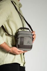 M 413 Mega Bag Erkek Omuz Askılı Portföy Çanta, El Çantası Gri-Kahve