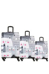 (My#14 Kedi) VALİZLER İÇİN KILIF SETİ (KABİN ORTA VE BÜYÜK)