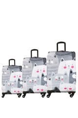 (My#14 Kedi) VALİZLER İÇİN KILIF SETİ (KABİN ORTA VE BÜYÜK)