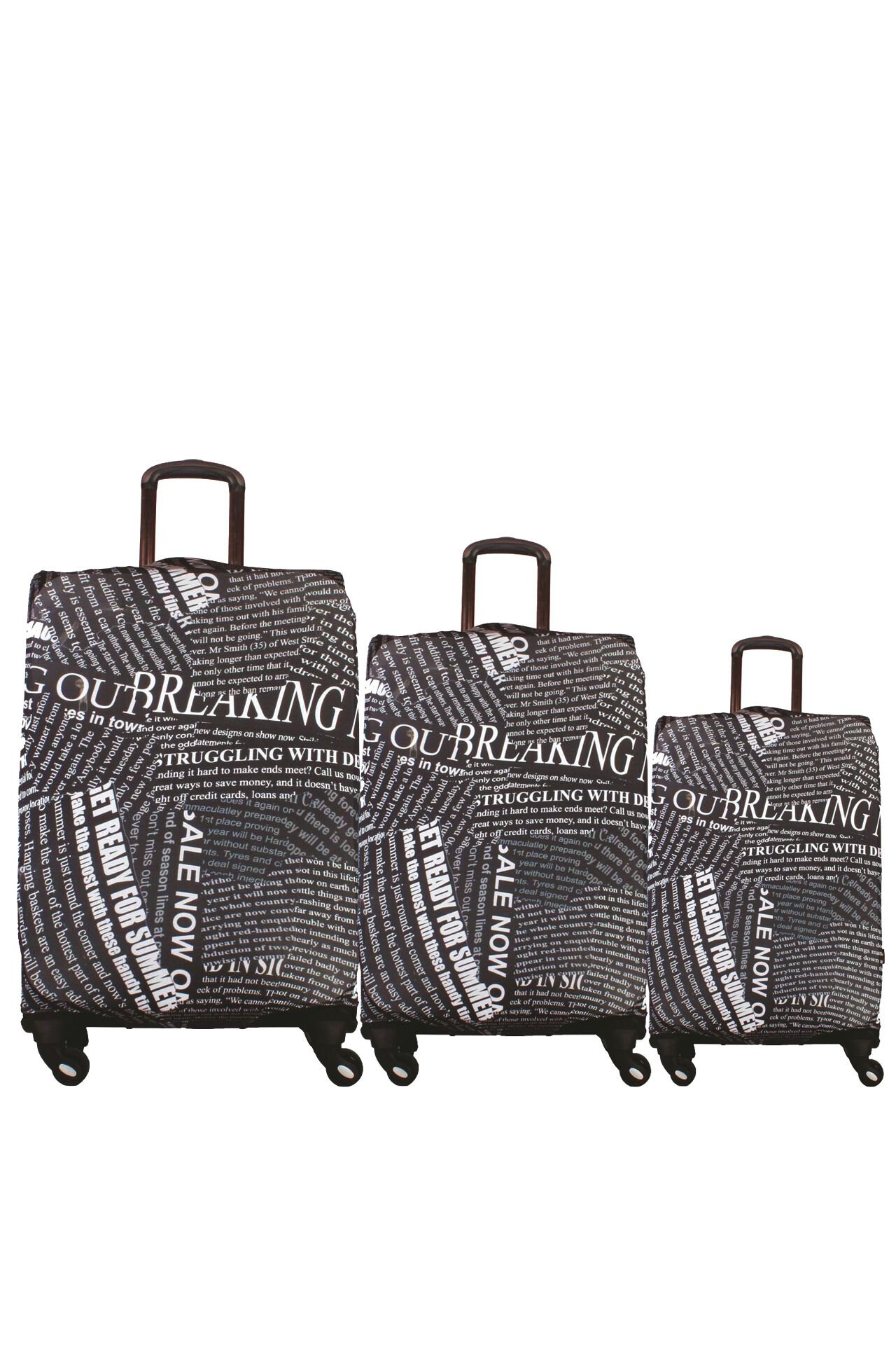 (My#04 Gazete) VALİZLER İÇİN KILIF SETİ (KABİN ORTA VE BÜYÜK)