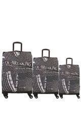 (My#04 Gazete) VALİZLER İÇİN KILIF SETİ (KABİN ORTA VE BÜYÜK)