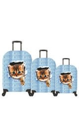 (My#53 Kedili Jean) VALİZLER İÇİN KILIF SETİ (KABİN ORTA VE BÜYÜK)