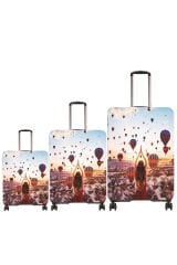 My 72 Kapadokya 2 VALİZ KILIFI / BAVUL KORUYUCU ÖRTÜSÜ Büyük, Orta, Kabin Boy Set