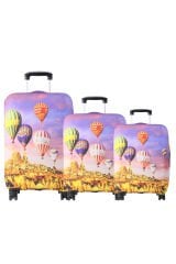 (My#74 Kapadokya 4) VALİZLER İÇİN KILIF SETİ (KABİN ORTA VE BÜYÜK)