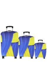 (My#91 Mavi Gökkuşağı) VALİZLER İÇİN KILIF SETİ (KABİN ORTA VE BÜYÜK)