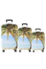 (My#93 Palmiye) VALİZLER İÇİN KILIF SETİ (KABİN ORTA VE BÜYÜK)