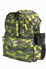 MUST 584614 Kamuflaj Çift Cepli İlkokul Sırt Çantası-Haki / Neon Yeşil
