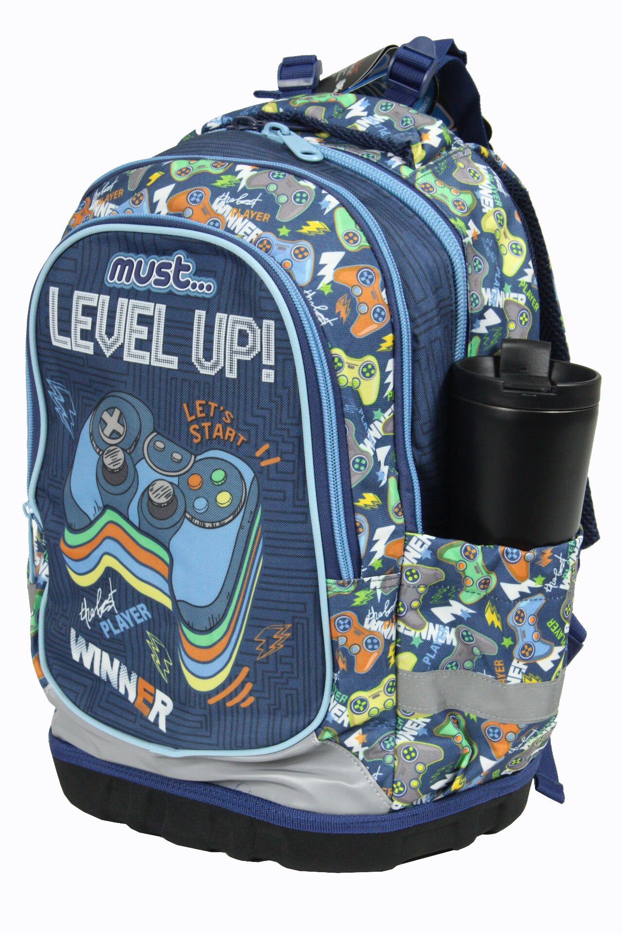 MUST 585192 Level Up Çift Cepli İlkokul Sırt Çantası-Siyah