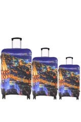 (My#56 Galata Kuş Bakışı) VALİZLER İÇİN KILIF SETİ (KABİN ORTA VE BÜYÜK)