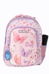 MUST 584980 Butterfly Çift Cepli İlkokul Sırt Çantası-Pembe