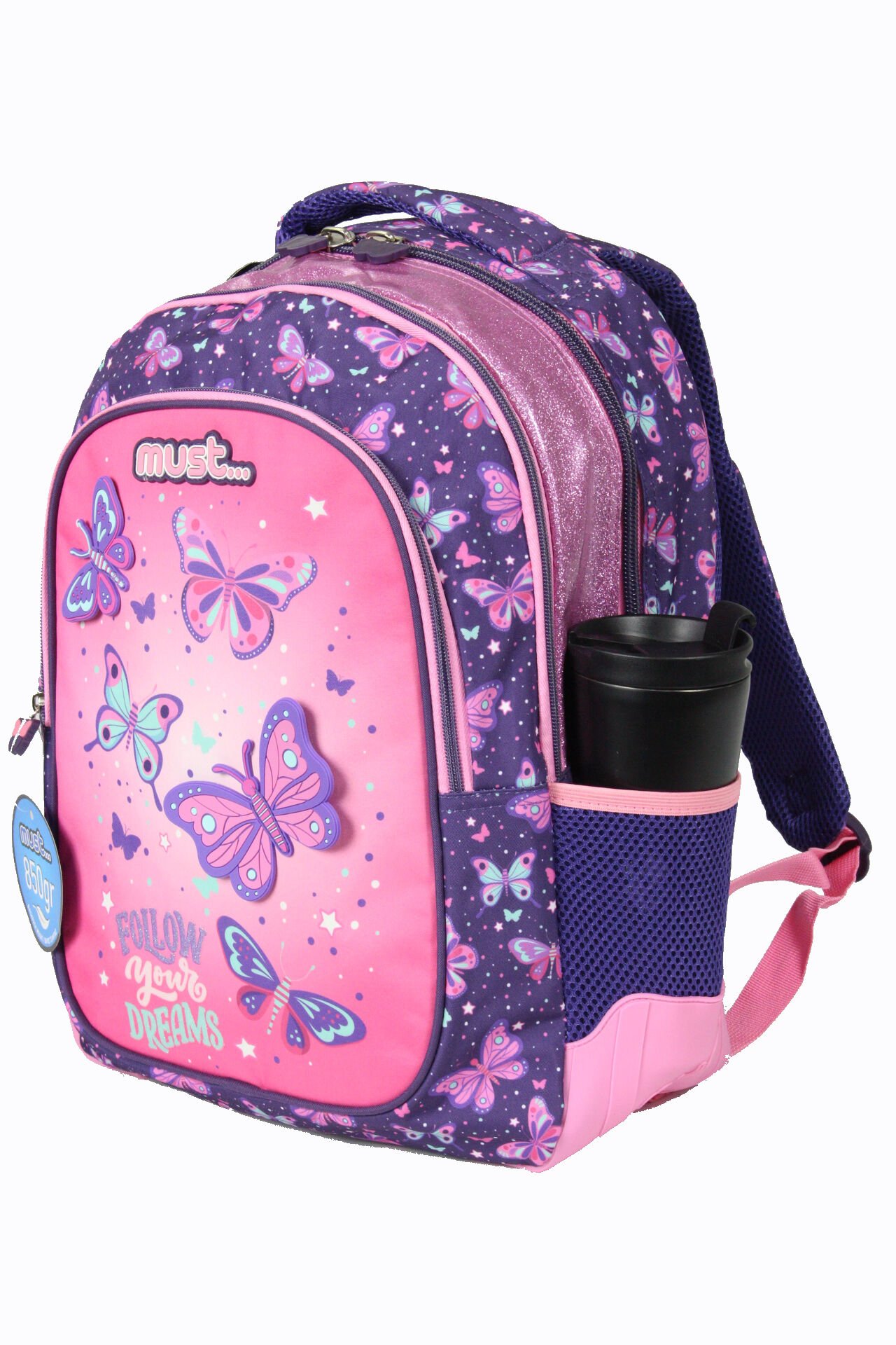 MUST 584978 Follow Your Dreams Çift Cepli İlkokul Sırt Çantası-Pembe