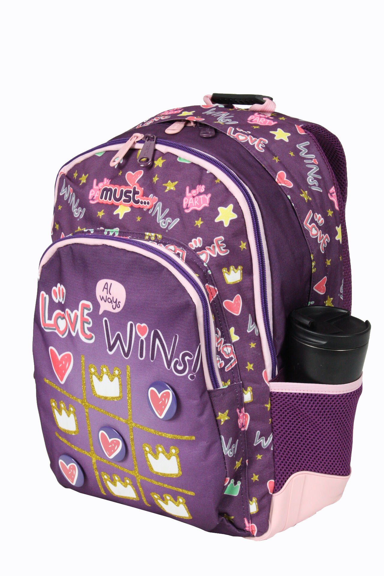 MUST 585009 Love Wins Çift Cepli İlkokul Sırt Çantası-Mor