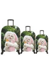 (My#84 Tavşan Kedi) VALİZLER İÇİN KILIF SETİ (KABİN ORTA VE BÜYÜK)