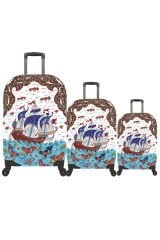 My 57 Çini Gemi VALİZ KILIFI / BAVUL KORUYUCU ÖRTÜSÜ Büyük, Orta, Kabin Boy Set