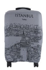 (My#80 Galata Karakalem) VALİZLER İÇİN KILIF SETİ (KABİN ORTA VE BÜYÜK)
