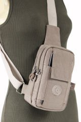 M 229 Mega Bag Krinkıl Kumaş Unisex Küçük Omuz, Göğüs Askılı Çanta, Telefonluk