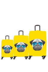 My Saraciye Valiz Kılıfı, Bavul Kılıfı Büyük, Orta, Kabin Boy Kılıf Seti, Pug Köpek 28