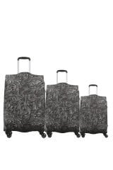 My 01 Çiçek Desen VALİZ KILIFI / BAVUL KORUYUCU ÖRTÜSÜ Büyük, Orta, Kabin Boy Set