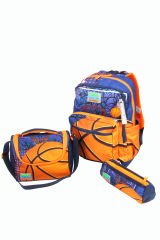 CH 23776 Basketbol - 3' Lü Okul Çantası Seti - Sırt Ve Beslenme Çantası + Kalemlik