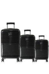 Nippon 1811 Nomad PC - Büyük + Orta + Kabin Boy Valiz / Bavul Seti - Siyah