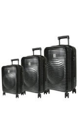 Nippon 1818 Horizon PC - Büyük + Orta + Kabin Boy Valiz / Bavul Seti - Siyah