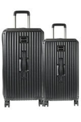 Francesco Ferellino 10706 ABS SANDIK - Büyük + Orta Boy Valiz / Bavul Seti - Siyah