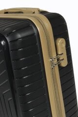 Metropolitan SDR 103 PP Valiz Seti - Büyük + Orta + Kabin Boy - Siyah / Şampanya