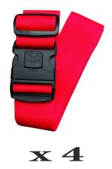 Metropolitan Valiz Bavul Çanta Emniyet Kemeri-Kırmızı, Kilitli, 4 Adet