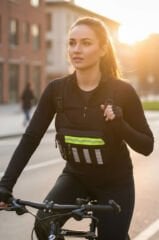 Motosiklet ve Bisiklet Kullanıcıları İçin Unisex Reflektörlü 3 Bölmeli Göğüs Çantası