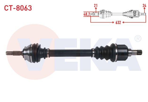 CITROEN C4 CACTUS 1.2 THP A-T / 1.6 Blue HDI A-T 2014- KOMPLE AKS SOL ON UZUNLUK 632mm