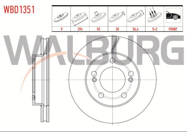 Ssangyong Kyron 2.0 XDI 4X4 2005-2011 Fren Diski Ön Havalı 5 BJN 294X28X85X56,4