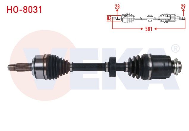 HONDA CIVIC IX 1.6 i-DTEC M-T 2013- KOMPLE AKS SAG ON UZUNLUK 581mm