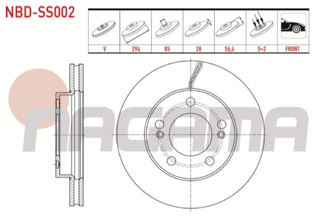 Ssangyong Kyron 2.0 XDI 4X4 2005-2011 Fren Diski Ön Havalı 5 BJN 294X28X85X56,4