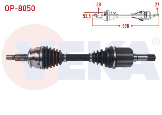 OPEL ASTRA J HB 1.6 T A-T 2009-2016 / ASTRA J SEDAN 1.6 CDTI 1.6 SIDI A-T 2009-2016 KOMPLE AKS SAG ON UZUNLUK 598mm