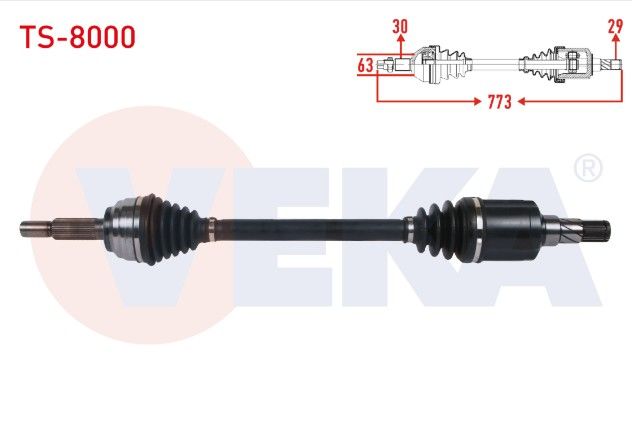 TESLA MODEL S 2012- KOMPLE AKS SOL ON UZUNLUK 773mm